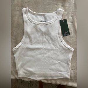 Cropped white tank top NWT